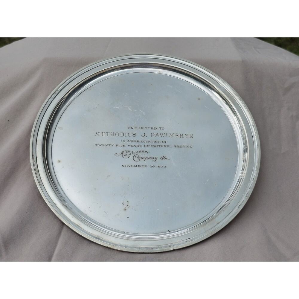 Tiffany And Co Sterling Silver Engraved Dish Plate Souvenir Dedicated Wall Plate